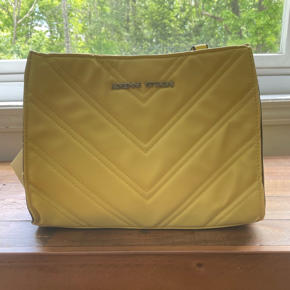 Yellow Adrienne Vittadini quilted satchel